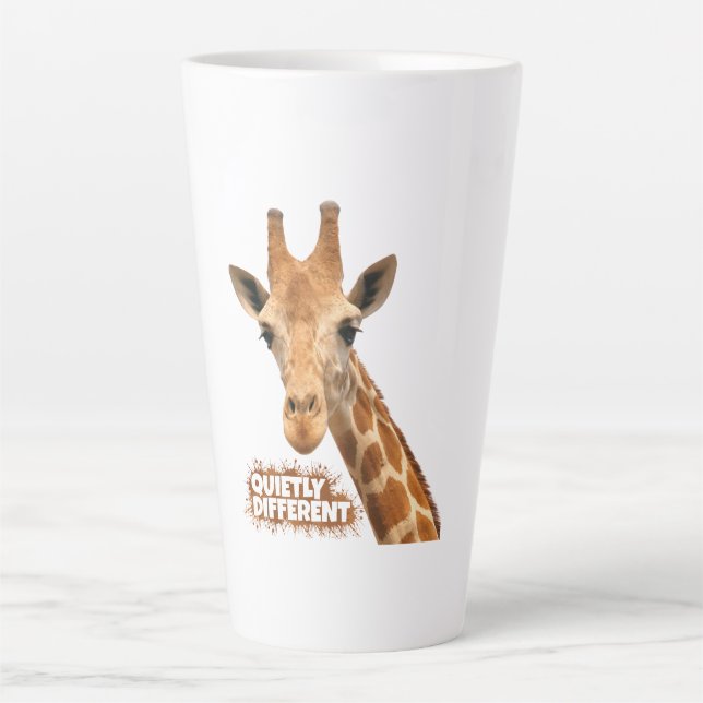 Taza De Café Latte Giraffe silenciosamente diferente - Arte Giraffe (Anverso)