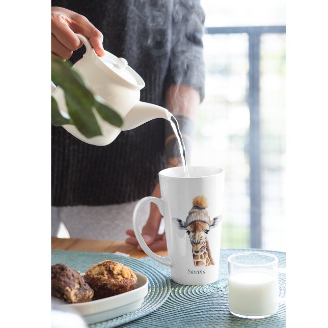 Taza De Café Latte Giraffe usando personalizable gorra de invierno (Subido por el creador)
