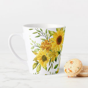 Taza De Café Latte Girasol Acuarela 8
