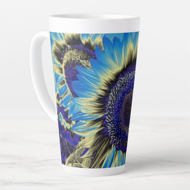 Taza De Café Latte Girasol azul (Ángulo izquierdo)