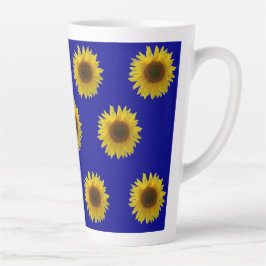 Taza De Café Latte Girasol floreciente