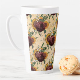 Taza De Café Latte Girasol y Ranunculus