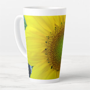 Taza De Café Latte Girasol y semillas, espiral, relación dorada