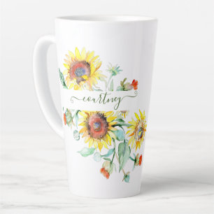 Taza De Café Latte girasoles acuáticos personalizados