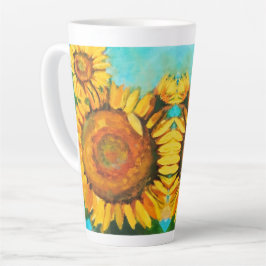 Taza De Café Latte Girasoles de la mañana