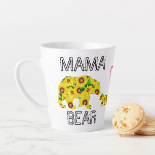 Taza De Café Latte Girasoles personalizados MAMA OSO Mamá Feliz Día d