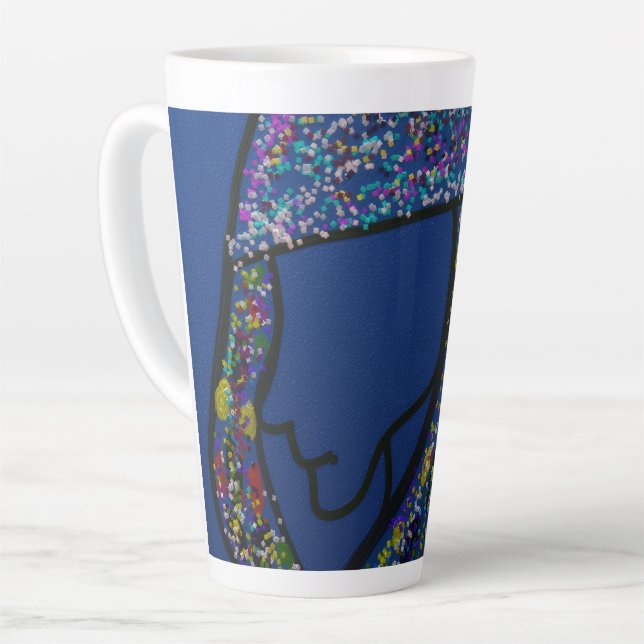 Taza De Café Latte Girl with Spotted Glitter Print Hair  (Ángulo izquierdo)