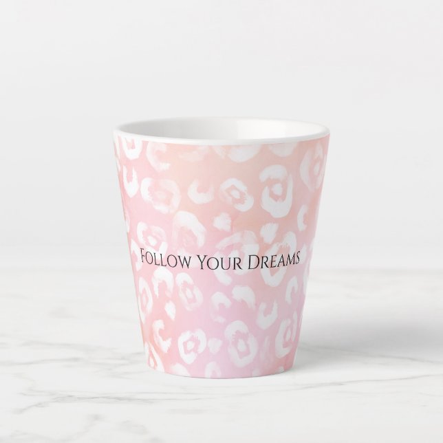 Taza De Café Latte Girly Blush Pink White Leopard Animal  (Anverso)