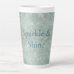 Taza De Café Latte Girly Mint Glitzy Sparkle