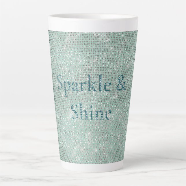 Taza De Café Latte Girly Mint Glitzy Sparkle (Anverso)