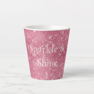 Taza De Café Latte Girly Pink Glitzy Sparkle