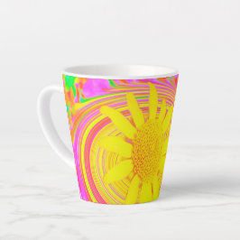 Taza De Café Latte Giro amarillo en un giro psicodélico