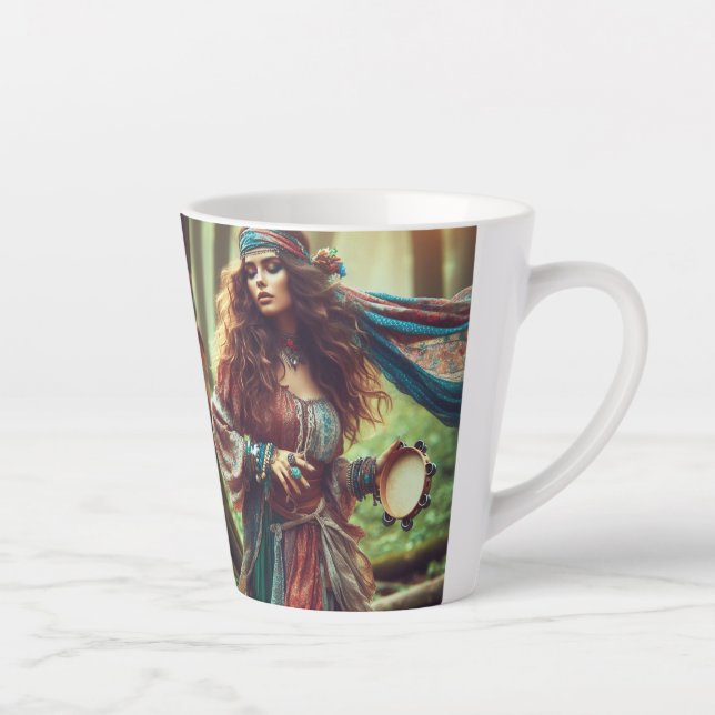 TAZA DE CAFÉ LATTE GITANA BAILANDO  (Derecha)
