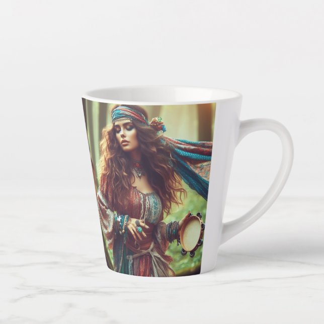 TAZA DE CAFÉ LATTE GITANA BAILANDO  (Derecha)