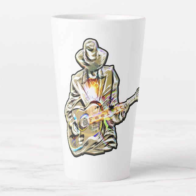 Taza De Café Latte Gitarren Blues Mann - Feel it   (Anverso)