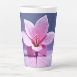 Taza De Café Latte Gladioli Dimensional: Obra maestra rosa y púrpura