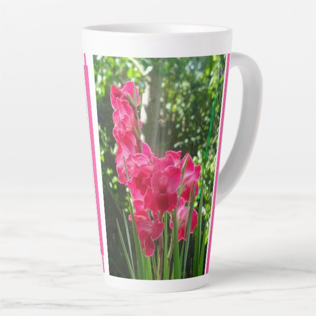 Taza De Café Latte Gladiolus Flowers Collage Latte Mug (Ángulo derecho)