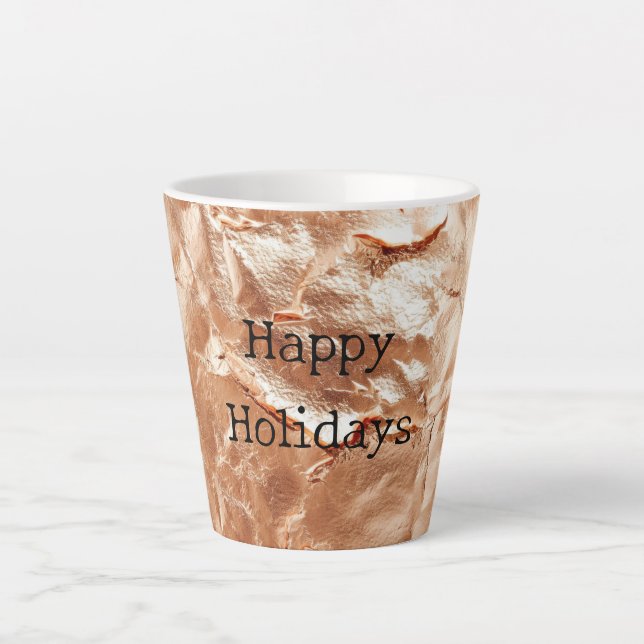Taza De Café Latte Glam de oro Peach Rosa (Anverso)