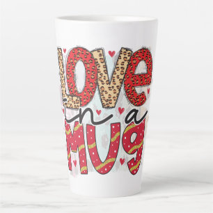 Taza De Café Latte Glam Glitter Oro Rojo Luxe Amor San Valentín 