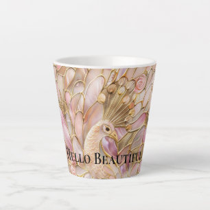 Taza De Café Latte Glam Gold Moda Pink Peacock