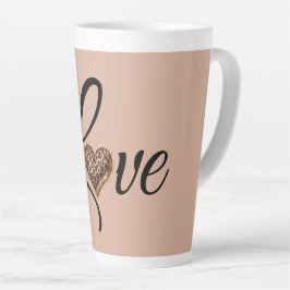 Taza De Café Latte Glam Leopard Heart Love Design