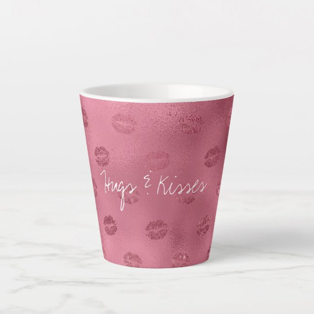 Taza De Café Latte Glam Red Lips Kiss (Anverso)