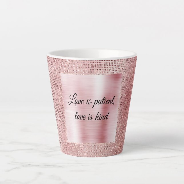 Taza De Café Latte Glam Rubor Pink Glitz Sparkle (Anverso)