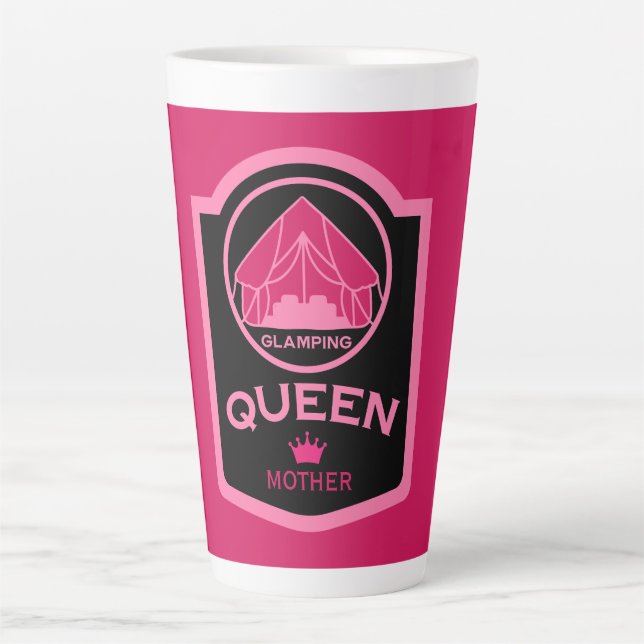 Taza De Café Latte Glamour Queen Camping In Style (Anverso)