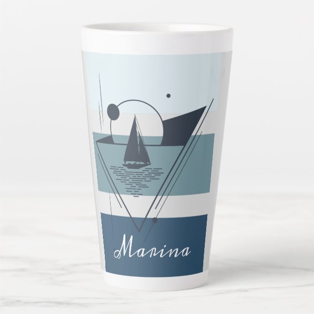 Taza De Café Latte Glancha de vela geométrica Arte moderno personaliz (Anverso)