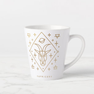 Taza De Café Latte Glifo de oro de Capricornio café Mug
