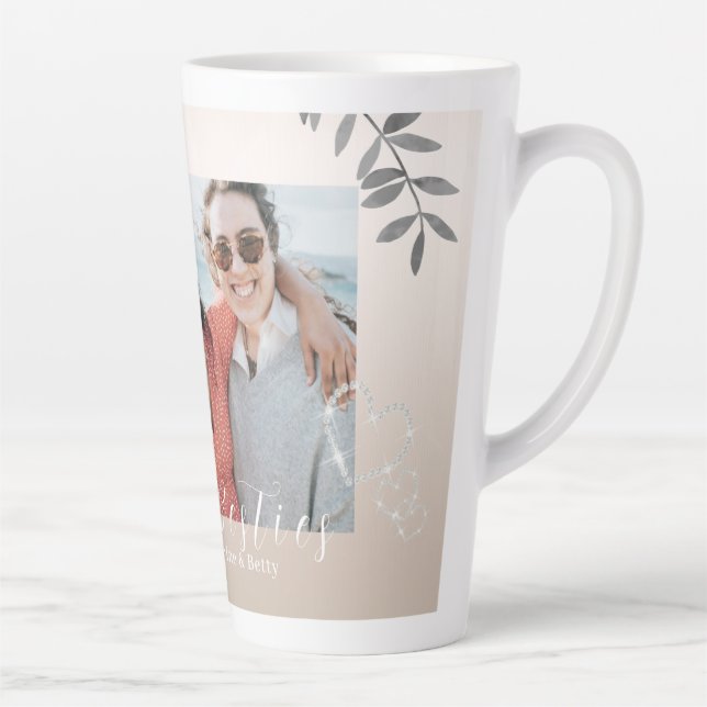 Taza De Café Latte Glittering Hearts Besties Latte Mug (Derecha)