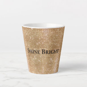 Taza De Café Latte Glitzy Champagne Gold Sparkle Glam