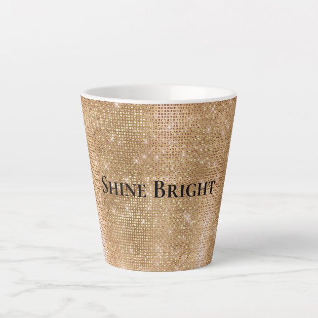 Taza De Café Latte Glitzy Champagne Gold Sparkle Glam (Anverso)