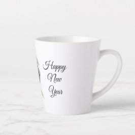 Taza De Café Latte Glitzy Gold Silver New Year Black Mask