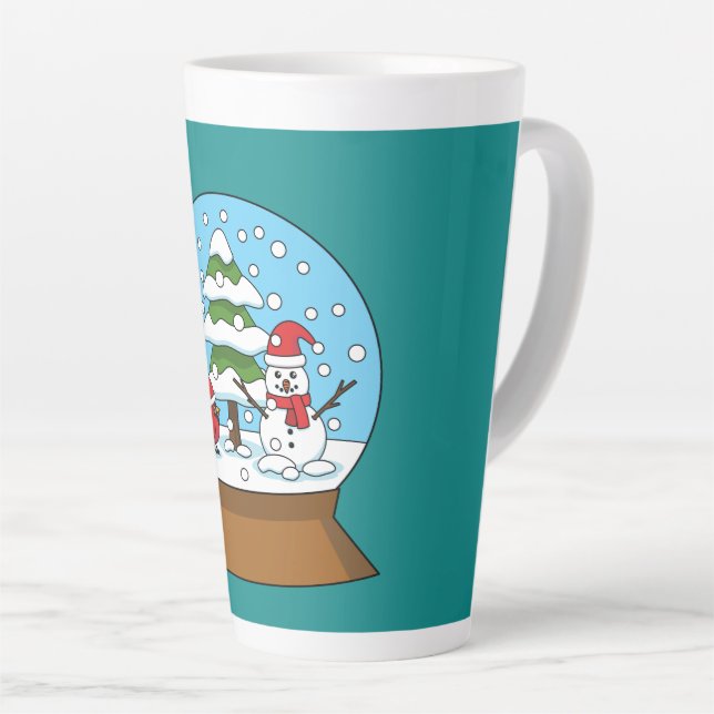 Taza De Café Latte Globe de nieve con cardenal Snowman y árbol de pin (Ángulo derecho)