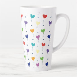 Taza De Café Latte Globo cardíaco colorido de patrón sin inconvenient