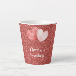 Taza De Café Latte Globos de Corazón Rojo Rosa Brillante Corazón