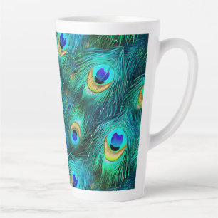 Taza De Café Latte Gloria del pavo real