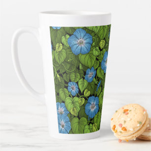 Taza De Café Latte Gloria matutina en azul y verde
