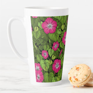 Taza De Café Latte Gloria matutina en rosa y verde
