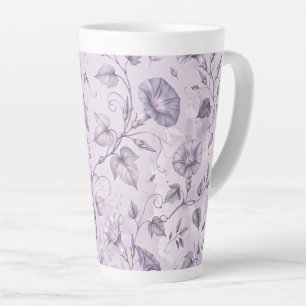 Taza De Café Latte Glorias de la Mañana Elegantes Florales de Lavanda