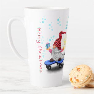 Taza De Café Latte Gnome de patinaje Latte Mug Skater con regalos - D