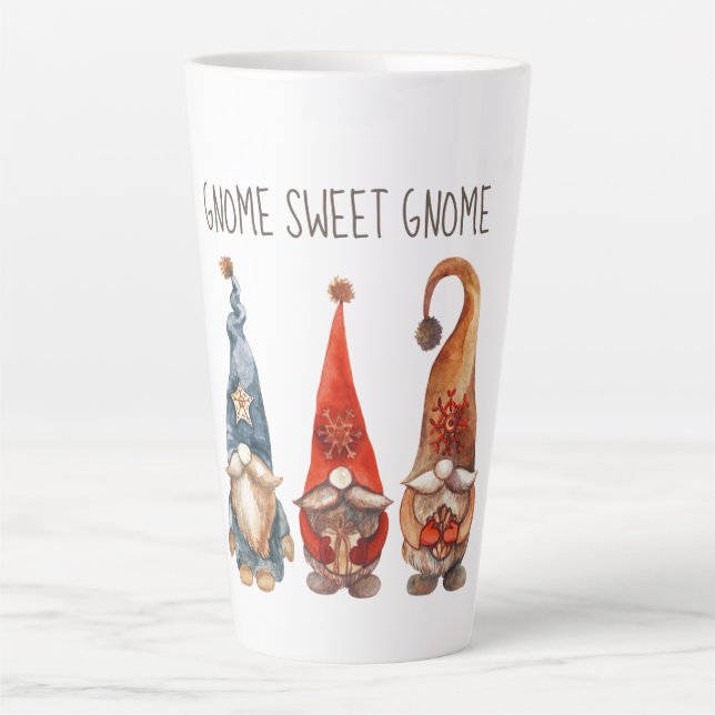 Taza De Café Latte Gnome Sweet Gnome (Anverso)
