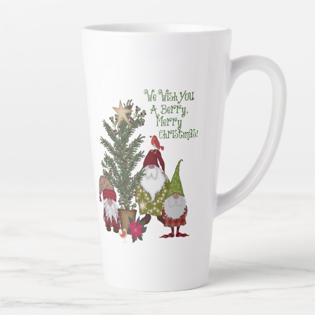 Taza De Café Latte Gnomes Navidades Berry Merry (Derecha)