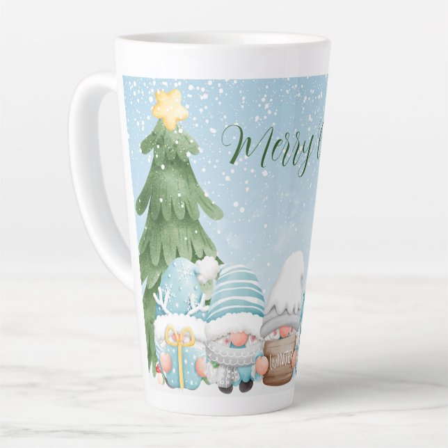 Taza De Café Latte Gnomes y Árbol de Navidad (Ángulo izquierdo)