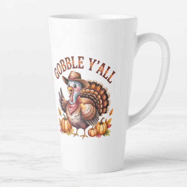 Taza De Café Latte Gobble y'all western Thanksgiving  (Derecha)