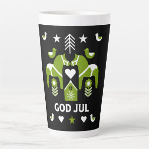 Taza De Café Latte God Jul Arte Folk Sueco Latte Mug
