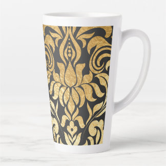 Taza De Café Latte Gold Damask (matching journal available)