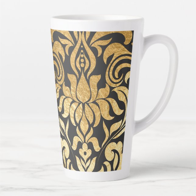 Taza De Café Latte Gold Damask (matching journal available) (Derecha)