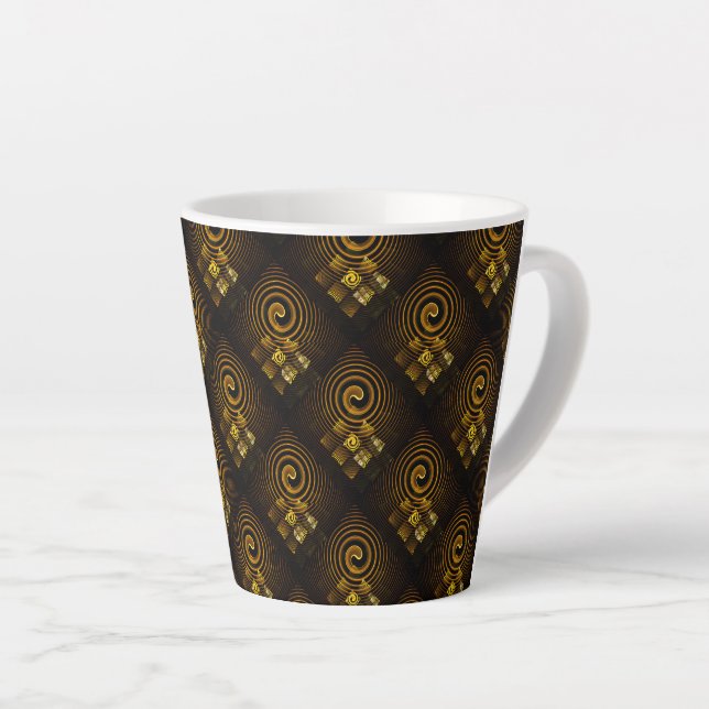 Taza De Café Latte Gold Modern Boho Elegant Abstract Art Pattern #502 (Ángulo derecho)